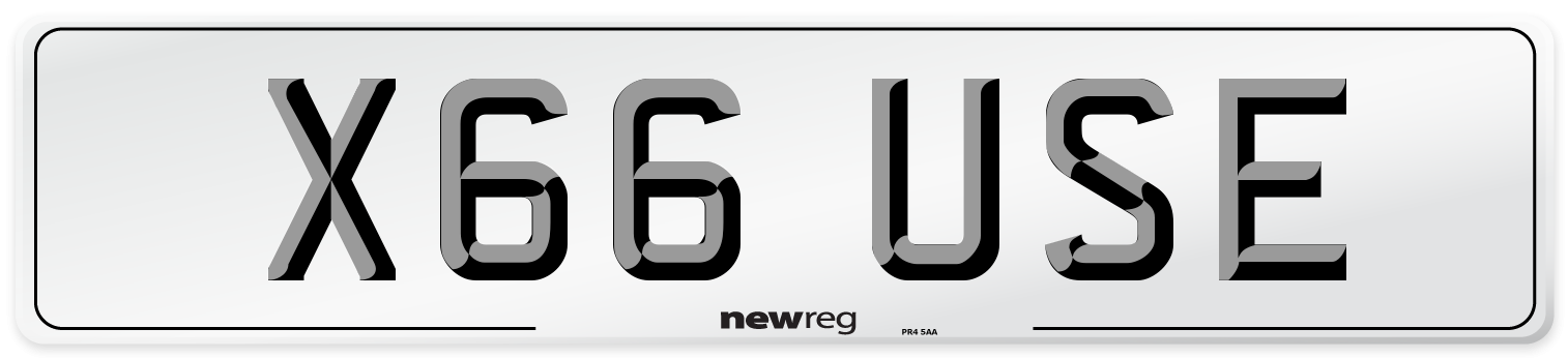 X66 USE Number Plate from New Reg